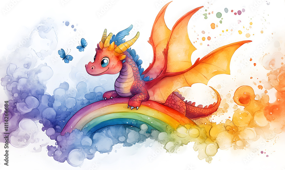 Obraz premium Vibrant Chinese Dragon Doodles, Playful and Whimsical 2D Illustrations for Posters, Tags, and Banners