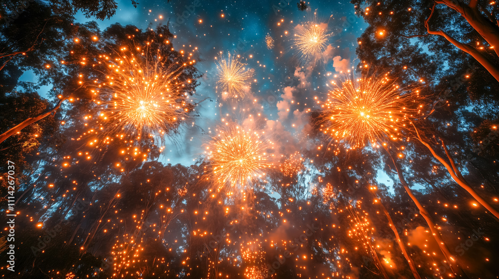 Fototapeta premium Australia Day Fireworks Spectacle Perfect for Celebration and Travel Promotions