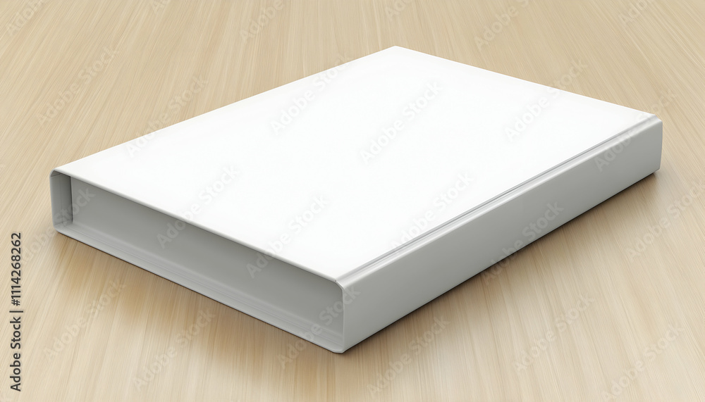 Blank white book on wooden surface. Blank white book on wooden surface.