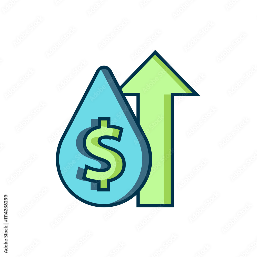 Filled outline Oil price increase icon isolated on white background. Oil industry crisis concept. Flat filled outline style with shadow. Vector Filled outline Oil price increase icon isolated on white background. Oil industry crisis concept. Flat filled outline style with shadow. Vector