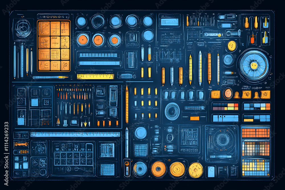Futuristic interface design elements. Futuristic interface design elements.