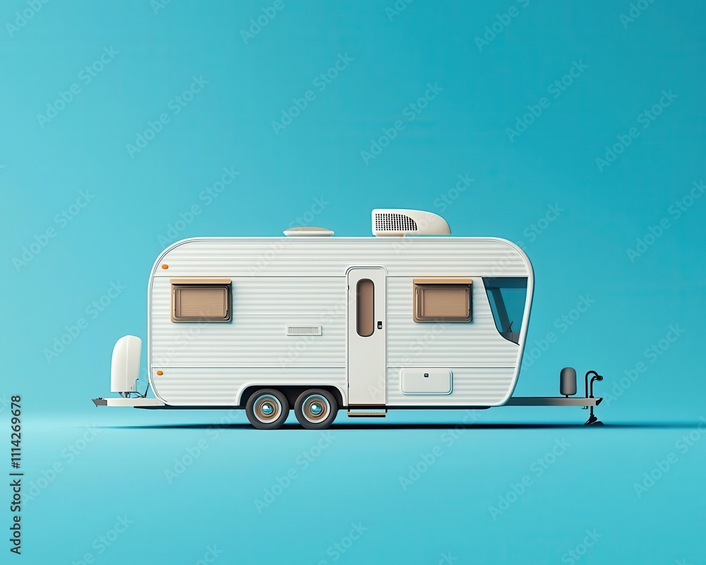 Simple RV with a boxy design and hidden compartments for a clean look Simple RV with a boxy design and hidden compartments for a clean look