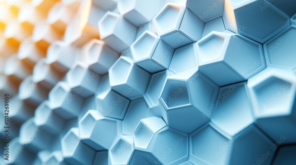 Obraz premium Abstract 3D Hexagon Pattern. Blue and white geometric background.