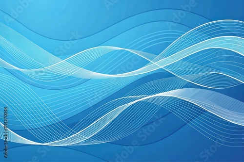 Abstract Blue Wave Lines Background Design for Presentations