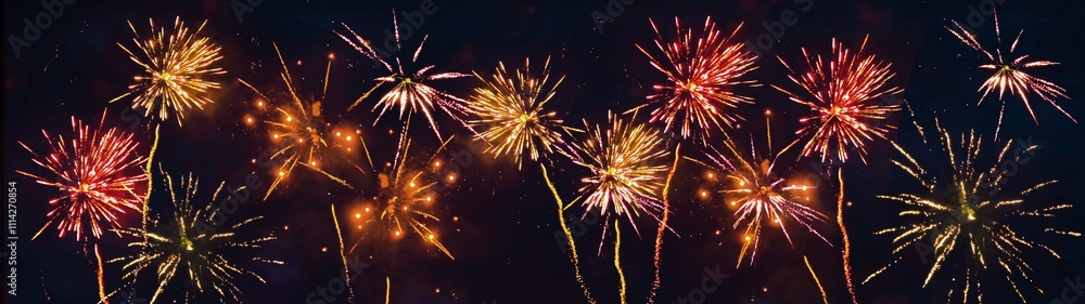 HAPPY NEW YEAR 2025 or festival - Celebration New Year's Eve, Silvester holiday background panorama greeting card baner panorama long - Golden firework fireworks pyrotechnics on dark night sky... HAPPY NEW YEAR 2025 or festival - Celebration New Year's Eve, Silvester holiday background panorama greeting card baner panorama long - Golden firework fireworks pyrotechnics on dark night sky...
