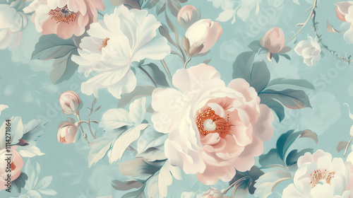 Vintage floral wallpaper with pastel colors