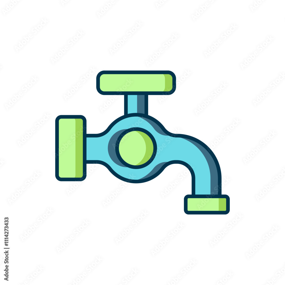 Filled outline Water tap icon isolated on white background. Flat filled outline style with shadow. Vector Filled outline Water tap icon isolated on white background. Flat filled outline style with shadow. Vector