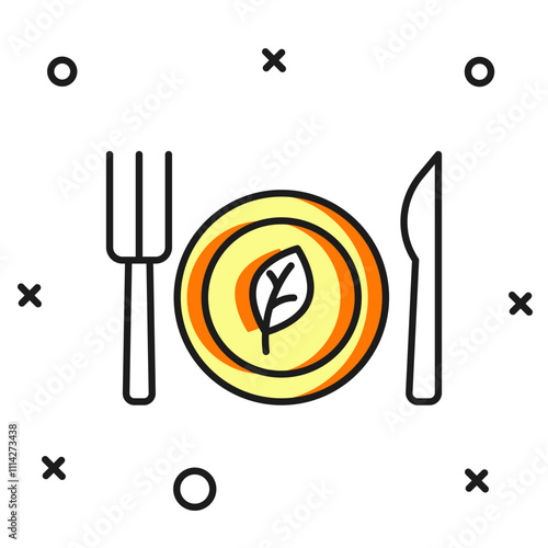 Filled Vegan food diet icon isolated on white background. Organic, bio, eco symbol. Vegan, no meat, lactose free, healthy, fresh and nonviolent food. Flat filled outline style with shadow. Vector
