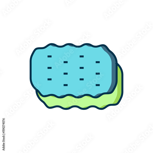 Filled outline Sponge icon isolated on white background. Wisp of bast for washing dishes. Cleaning service logo. Flat filled outline style with shadow. Vector