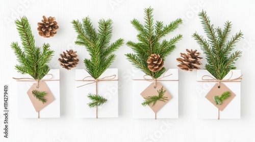 A minimalist flat-lay of Christmas gifts