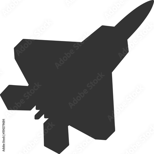  Silhouette of a combat aircraft F-22 in black color icon.