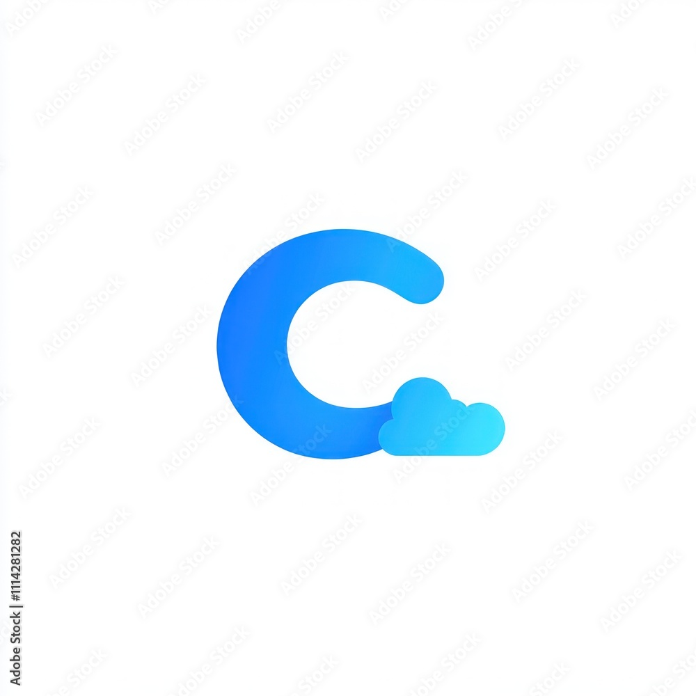 Blue gradient letter C with cloud icon. Blue gradient letter C with cloud icon.