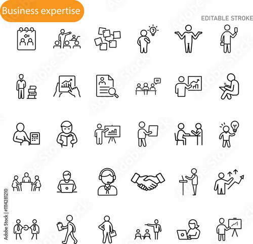 Business Expertise Icons for Management, Strategy, and Teamwork