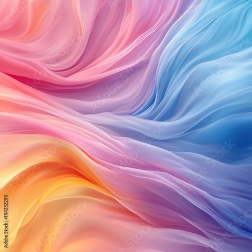 Wallpaper Mural Colorful flowing fabric textures create a dreamy ambiance, ideal for backgrounds in design projects, fashion promotions, or artistic displays, This vibrant image evokes creativity and elegance, Torontodigital.ca