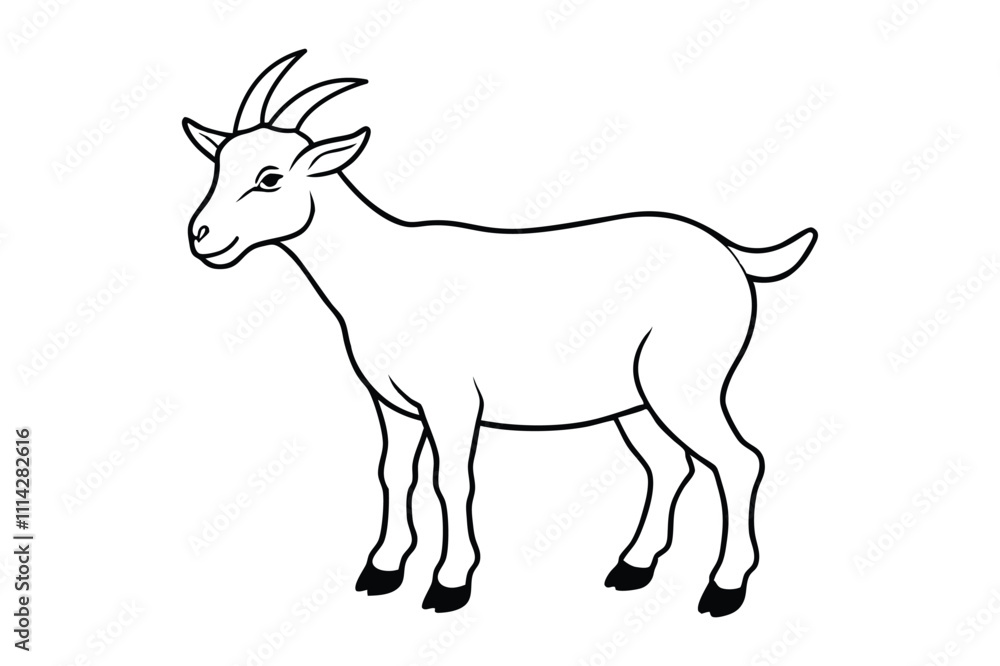 Fototapeta premium Goat line art vector art illustration