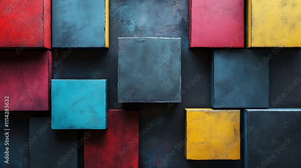 Matte-Finished Color Blocks Rising Against a Deep, Minimalist Background