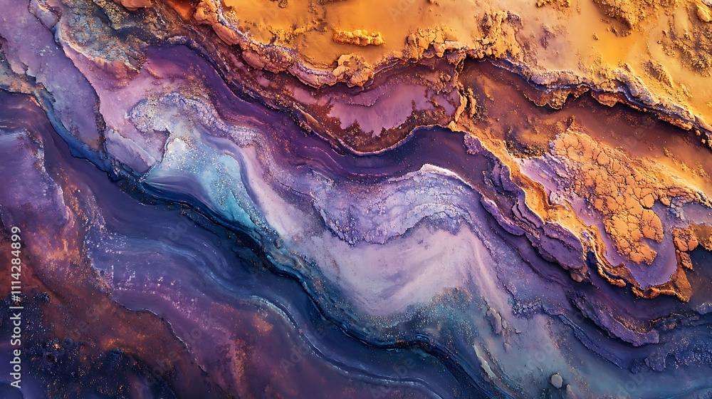 Obraz premium Abstract Swirling Hues Of Purple Orange And Blue
