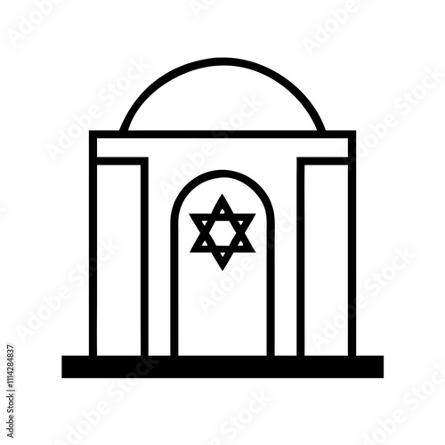 Vector of a synagogue with a menorah, ideal for Hanukkah-themed projects and Jewish festivals.