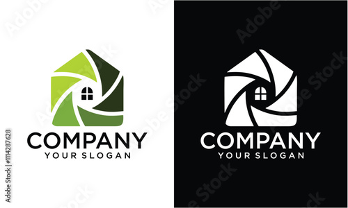 Creative Shutter lens Aperture Camera House Photographer Studio logo design