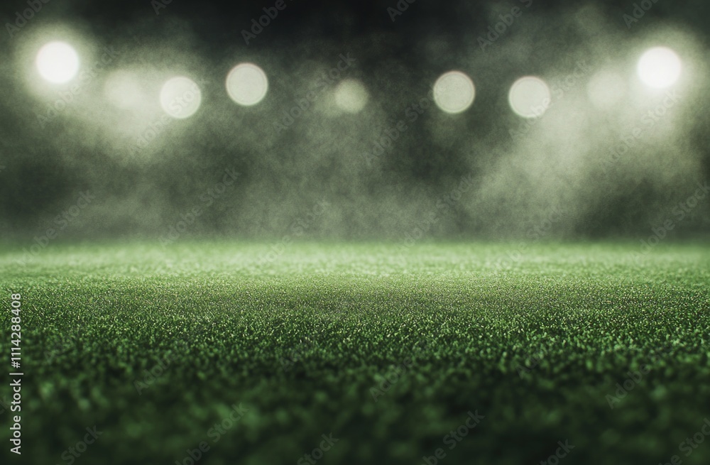 Naklejka premium Dramatic Stadium Grass Under Spotlight