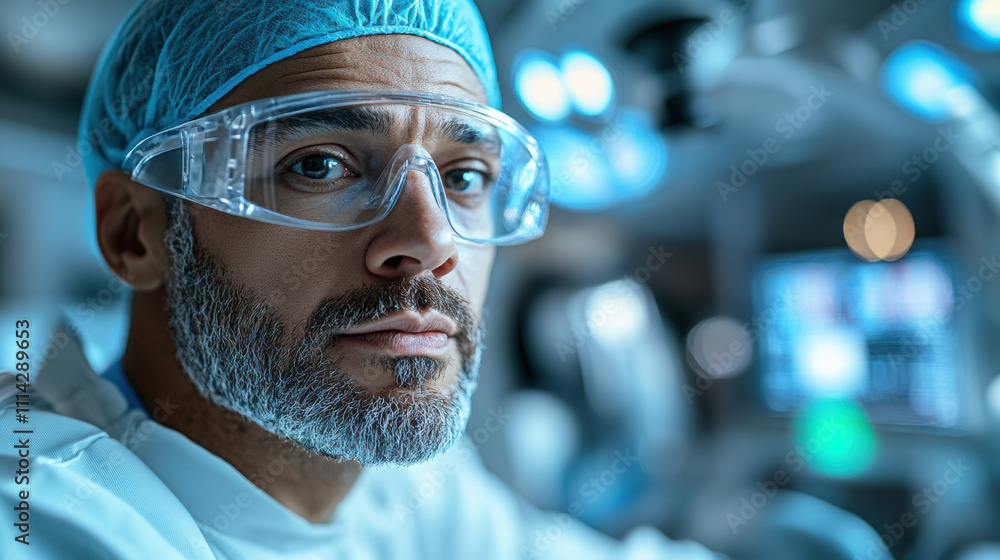 focused surgeon in high tech operating room focused surgeon in high tech operating room