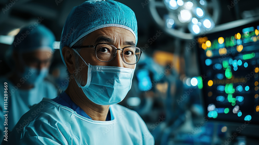 doctor in surgical room with advanced medical equipment doctor in surgical room with advanced medical equipment