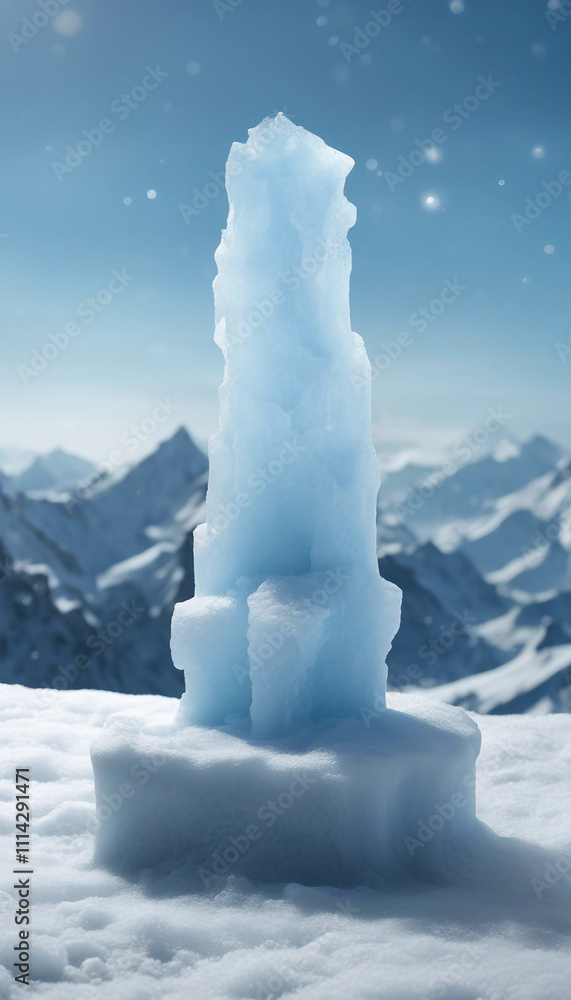 Ice podium background snow winter product platform cold mountain 3D Podium ice display background co Ice podium background snow winter product platform cold mountain 3D Podium ice display background co