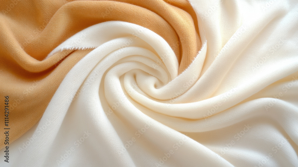 Obraz premium Soft fleece fabric in beige and cream swirl pattern