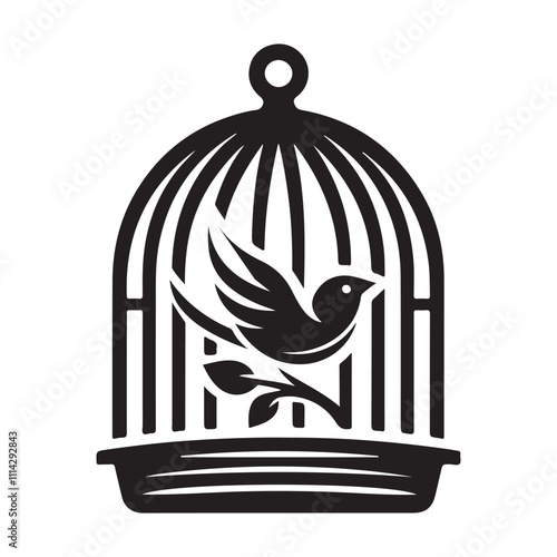 Bird cage silhouette vector, Birds cages icon silhouette illustration