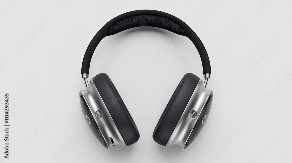 Sleek Modern Headphones Mock-Up on Clean White Minimalist Background Sleek Modern Headphones Mock-Up on Clean White Minimalist Background