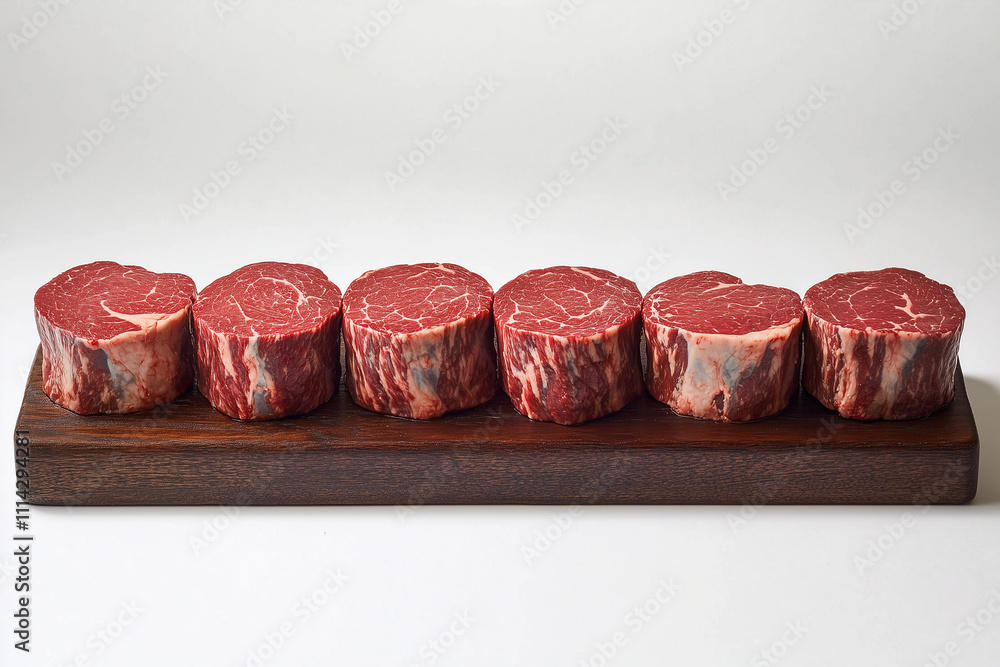 a raw meat beef on the wooden board a raw meat beef on the wooden board