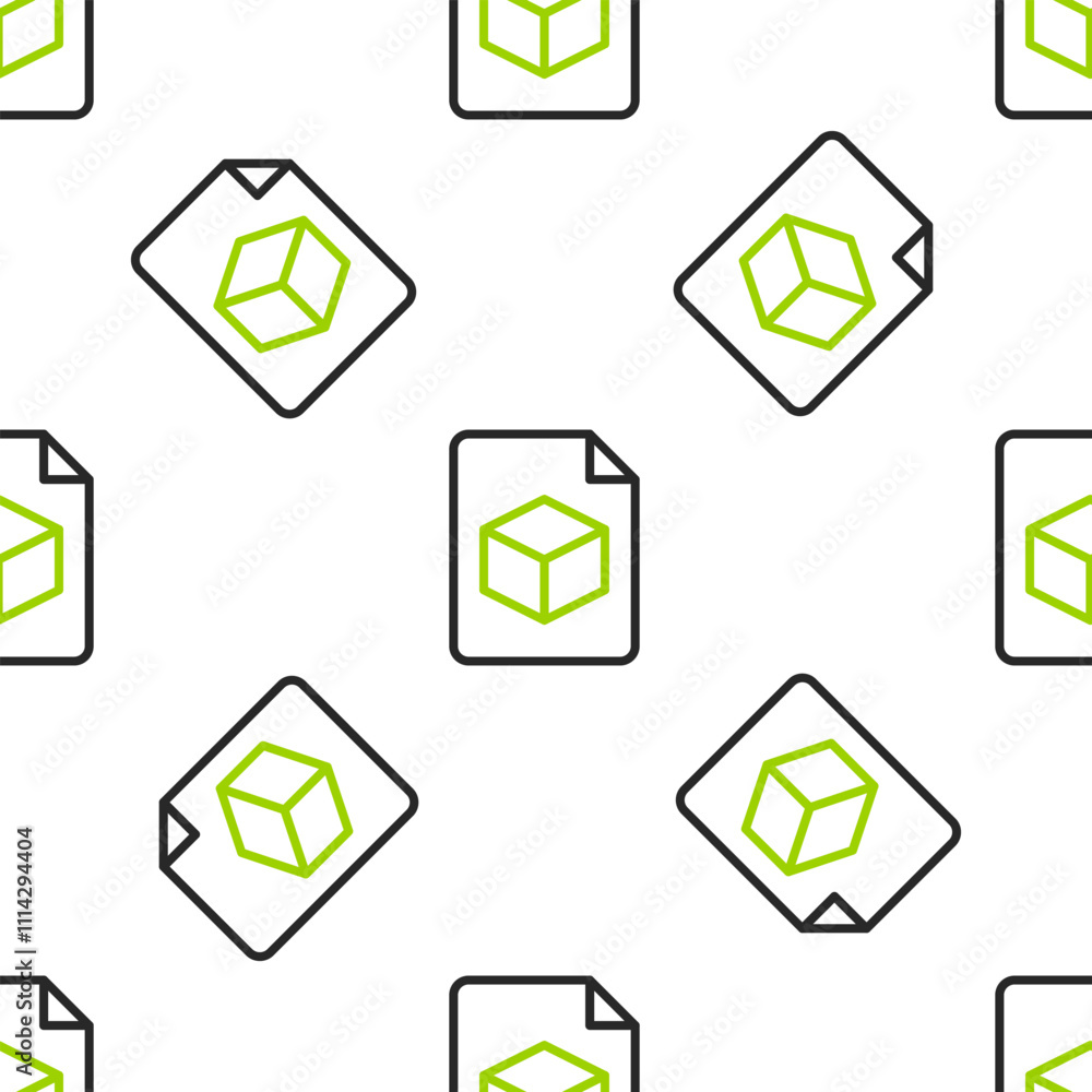 Line Isometric cube file icon isolated seamless pattern on white background. Geometric cubes solid icon. 3D square sign. Box symbol. Vector Line Isometric cube file icon isolated seamless pattern on white background. Geometric cubes solid icon. 3D square sign. Box symbol. Vector