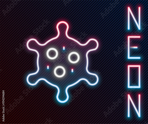 Glowing neon line Virus icon isolated on black background. Corona virus 2019-nCoV. Bacteria and germs, cell cancer, microbe, fungi. Colorful outline concept. Vector
