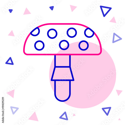 Line Amanita muscaria or fly agaric hallucinogenic toadstool mushroom icon isolated on white background. Spotted poisonous mushroom. Colorful outline concept. Vector