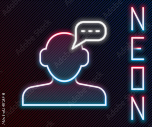 Glowing neon line Online psychological counseling distance icon isolated on black background. Psychotherapy, psychological help, psychiatrist online consulting. Colorful outline concept. Vector