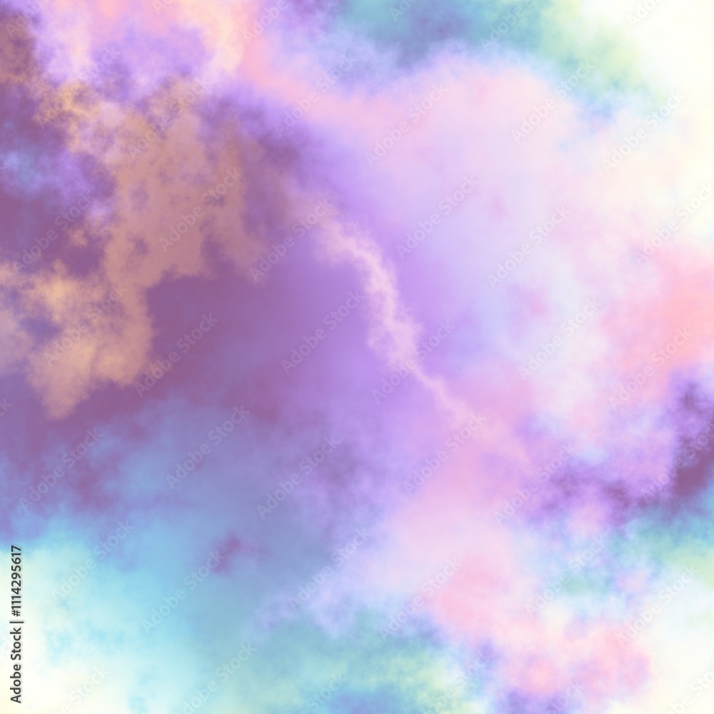Fototapeta premium Fractal render, abstract fantasy background of colorful sky with colorful clouds