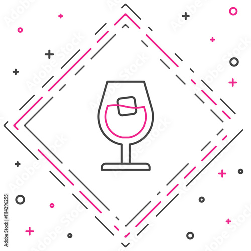 Line Wine glass icon isolated on white background. Wineglass sign. Colorful outline concept. Vector