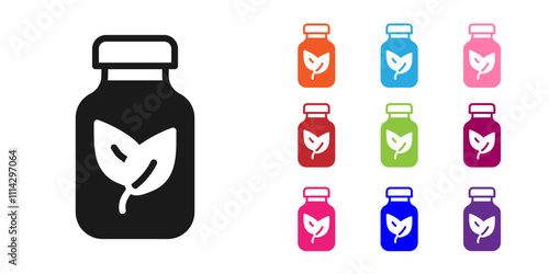 Black Fertilizer bottle icon isolated on white background. Set icons colorful. Vector