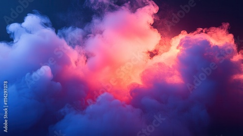 Abstract smoke in pink and blue hues with vibrant contrasts, AI-generated