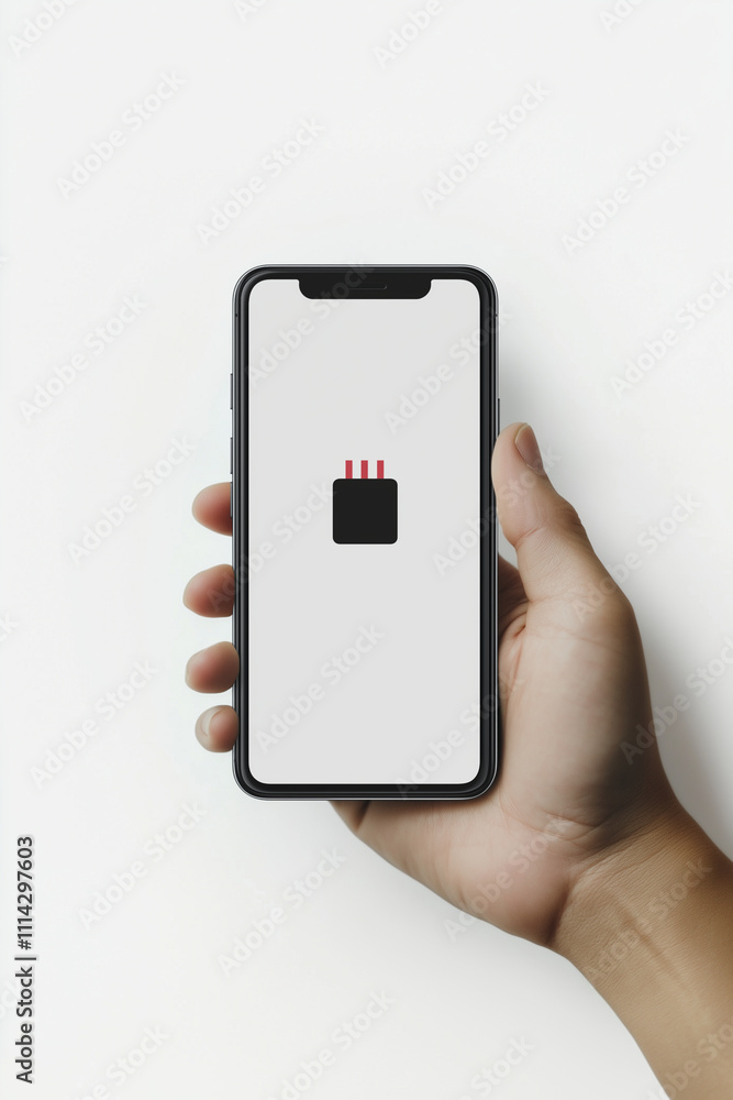 A hand hold the phone with the emoji screen A hand hold the phone with the emoji screen