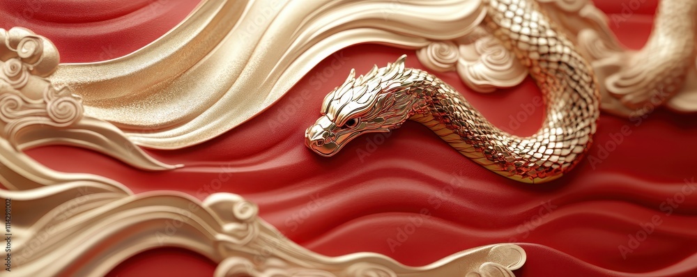 luxury red and gold chinese snake new year background with copy space for text, snake year luxury red and gold chinese snake new year background with copy space for text, snake year