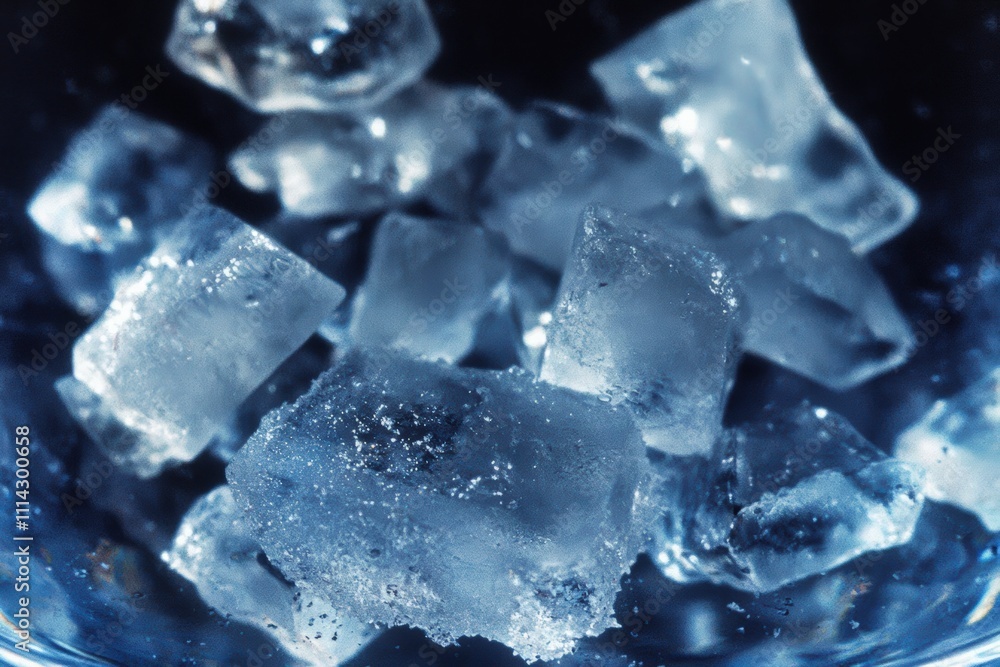 Close-up of clear ice cubes in a glass Close-up of clear ice cubes in a glass