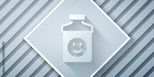 Paper cut Antidepressants icon isolated on grey background. Paper art style. Vector