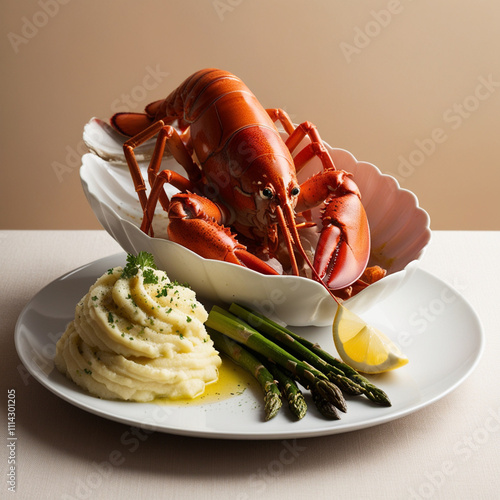 Ai generation a succulent lobster thermidor overflowing photo