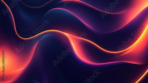 Abstract Neon Waves: A Symphony of Orange and Purple Hues