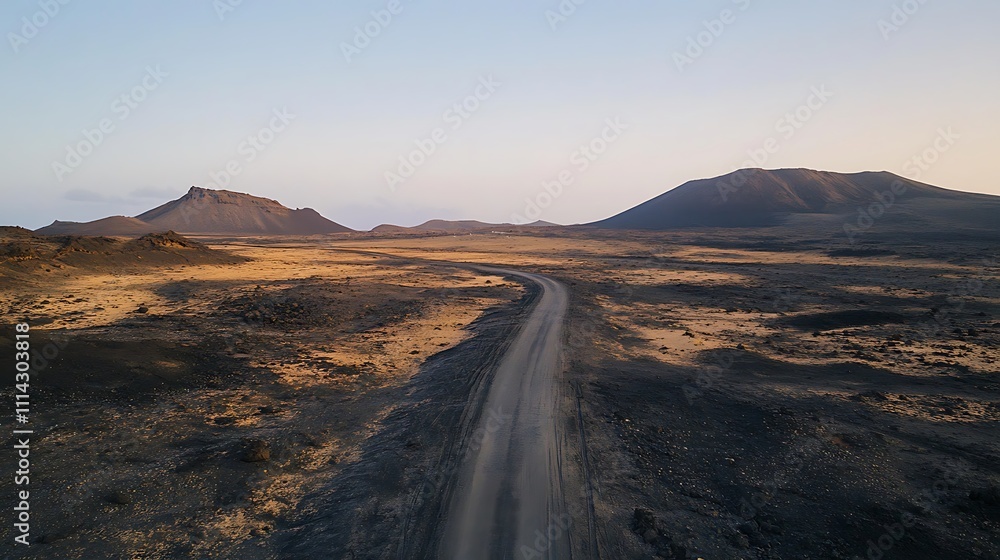 Fototapeta premium Volcanic Landscape Road Winding Through Mountains