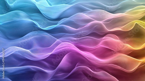 Abstract Rainbow Waves: A Serene Digital Artwork