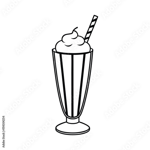 Chocolate Milkshake Vector - Delicious Dessert Beverage Illustration for Modern Food Designs