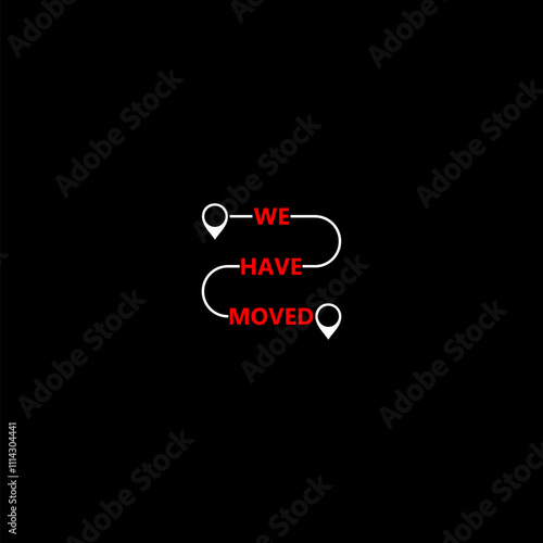 We have moved icon isolated on dark background