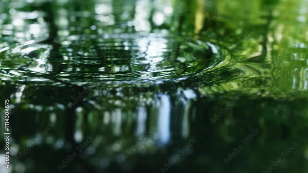 雨粒や水滴によって水面に拡がる美しい波紋